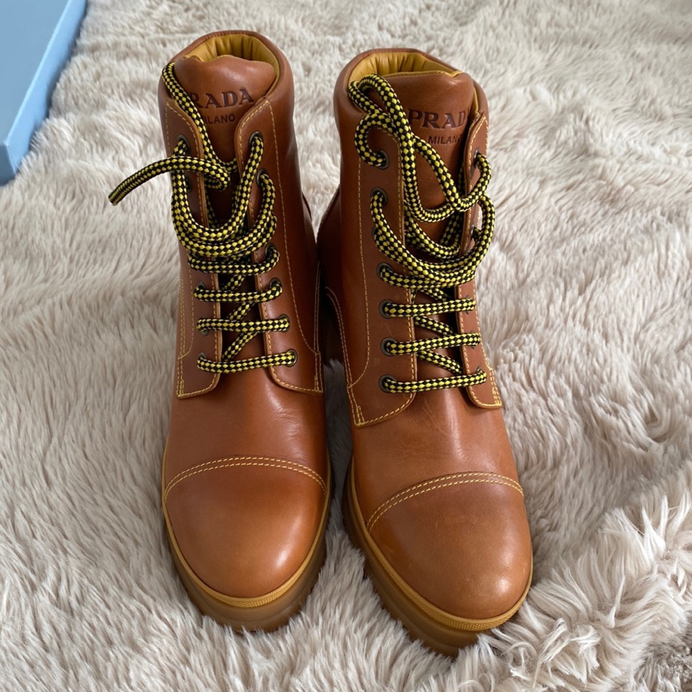 Prada Leather lace up boots